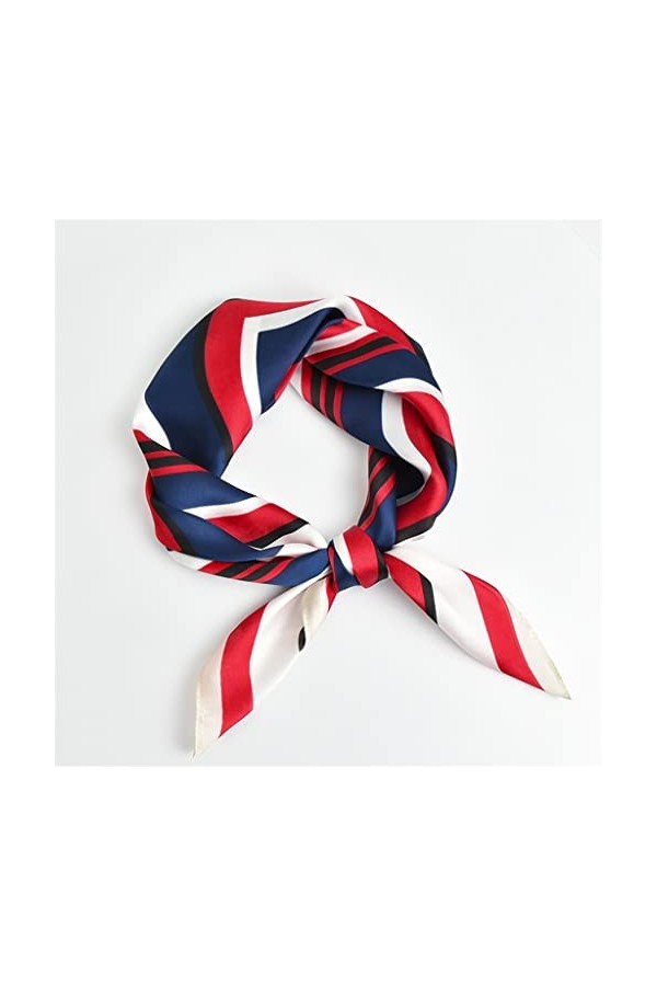 Écharpe pour Femme, écharpe pour Dames Printemps et Automne Rouge rayé Affaires Petit Foulard carré Dames écharpe en Soie éch