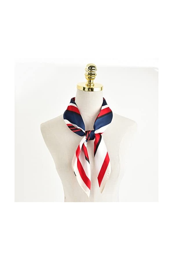 Écharpe pour Femme, écharpe pour Dames Printemps et Automne Rouge rayé Affaires Petit Foulard carré Dames écharpe en Soie éch