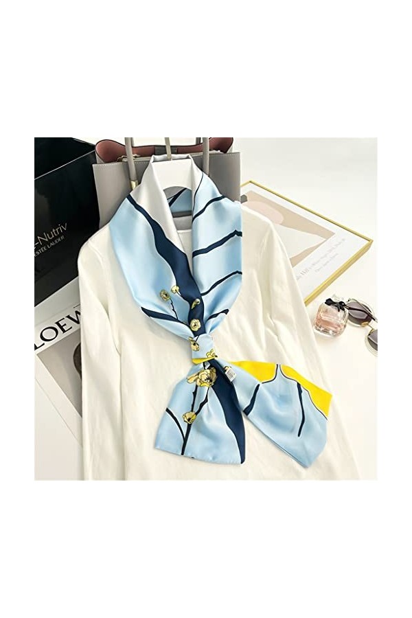 Écharpe pour Femme, écharpe en Soie étroite pour Femme, Petite Bande Longue, Ceinture Assortie, écharpe décorative de Printem