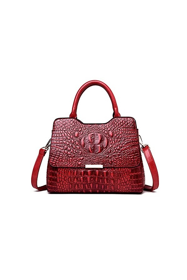 NICOLE & DORIS Sac Fourre Tout Femme Sacs Portés Main Vintage Sac à Main Motif Croco Sac à Poignée Supérieure Sac en PU Cuir 