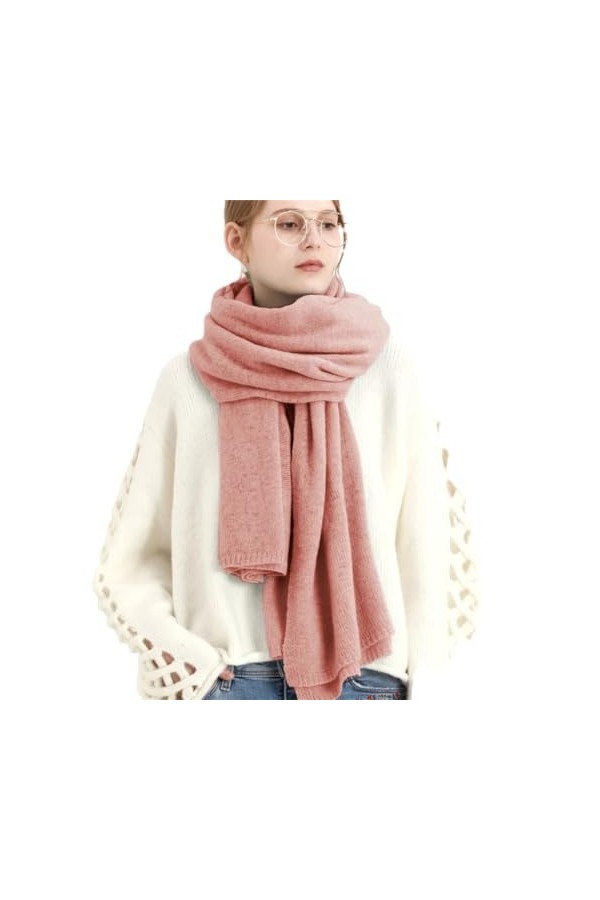 Hdhdeueh Écharpe dhiver en laine tricotée de luxe pour femme, Couleur 1, taille unique