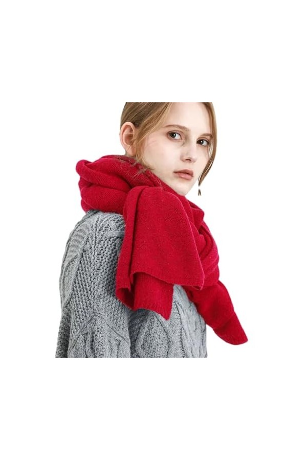 Hdhdeueh Écharpe dhiver en laine tricotée de luxe pour femme, Couleur 1, taille unique