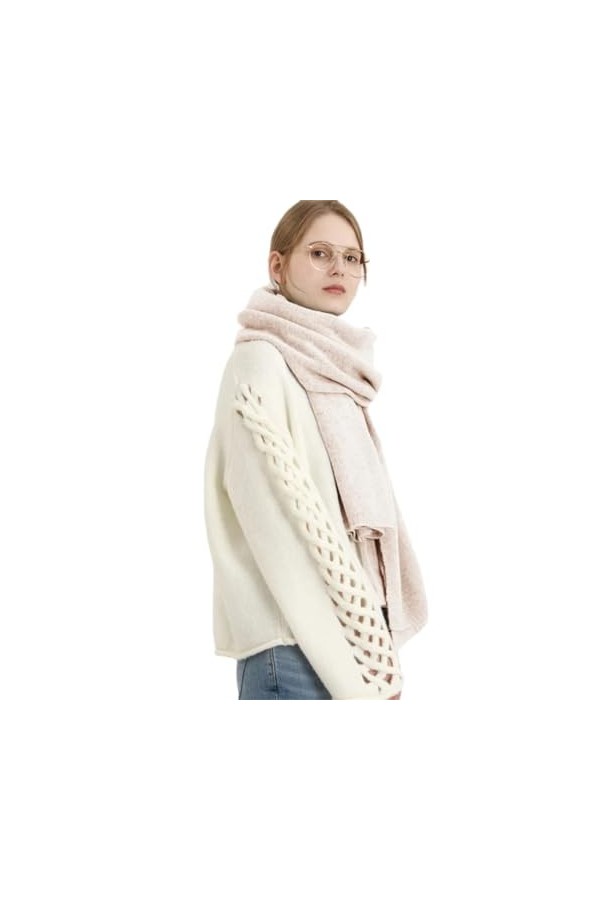 Hdhdeueh Écharpe dhiver en laine tricotée de luxe pour femme, Couleur 1, taille unique