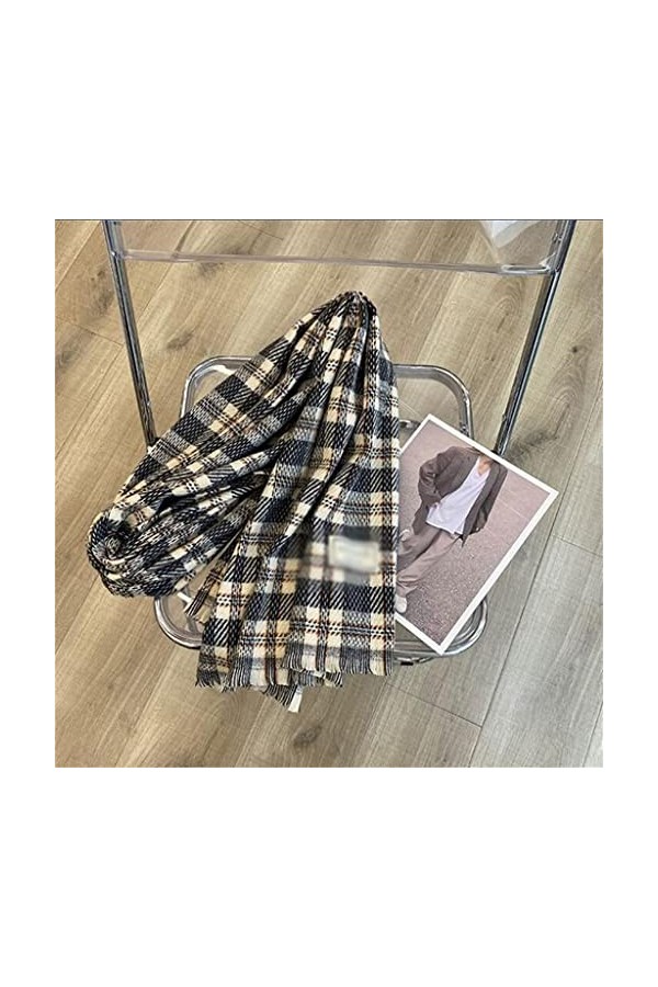 Samnuerly Écharpe dhiver, écharpe à Carreaux Femmes Automne et Hiver Chaleur et épais Hiver châle écharpe Longue écharpe Dou