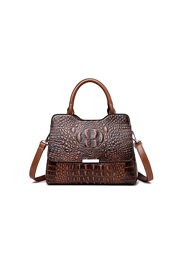 NICOLE & DORIS Sac Fourre Tout Femme Sacs Portés Main Vintage Sac à Main Motif Croco Sac à Poignée Supérieure Sac en PU Cuir 