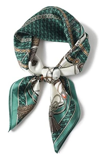 BAZIGA Écharpe en Mousseline de Soie Pure Écharpe en Soie Verte Petite écharpe carrée pour Femmes 68x68 Tout Le Match Printem