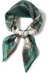 BAZIGA Écharpe en Mousseline de Soie Pure Écharpe en Soie Verte Petite écharpe carrée pour Femmes 68x68 Tout Le Match Printem