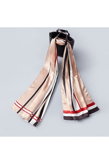 RAN Écharpes légères en Soie, écharpe rayée en Soie de mûrier, châle en Satin Doux for Femme, 66,9"x 19,7" Écharpes