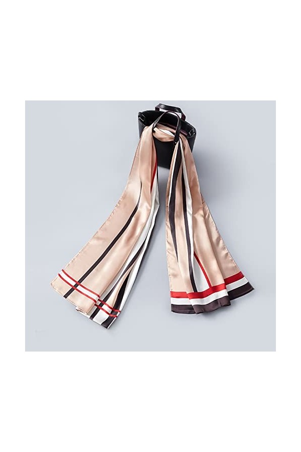 RAN Écharpes légères en Soie, écharpe rayée en Soie de mûrier, châle en Satin Doux for Femme, 66,9"x 19,7" Écharpes