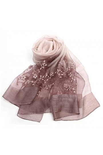 Kigauru Écharpe Écharpe en Soie Châle Femme Longue Broderie Printemps Automne Hiver Écharpe en Soie All-Match Color : A, Siz