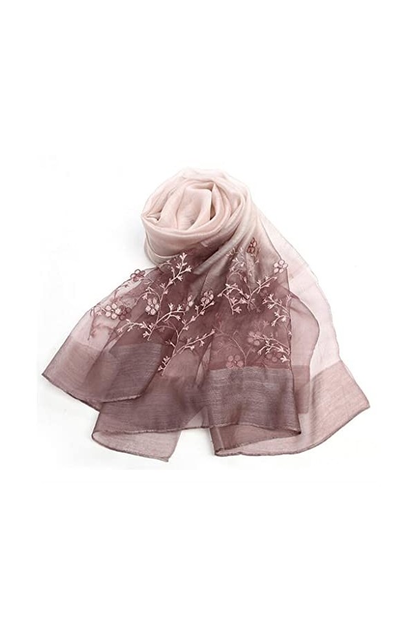 Kigauru Écharpe Écharpe en Soie Châle Femme Longue Broderie Printemps Automne Hiver Écharpe en Soie All-Match Color : A, Siz