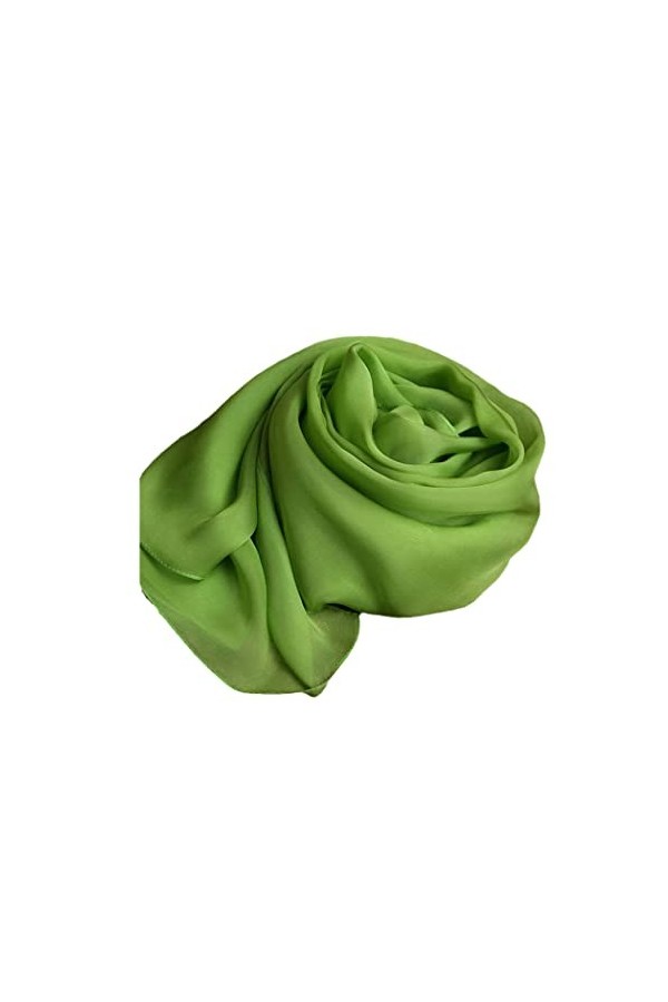 HYCLAM Écharpe en Soie Naturelle, Foulard 100% Soie Femme Vert Doux Couleur Unie, Printemps Automne Hiver Été Long Châle Ver