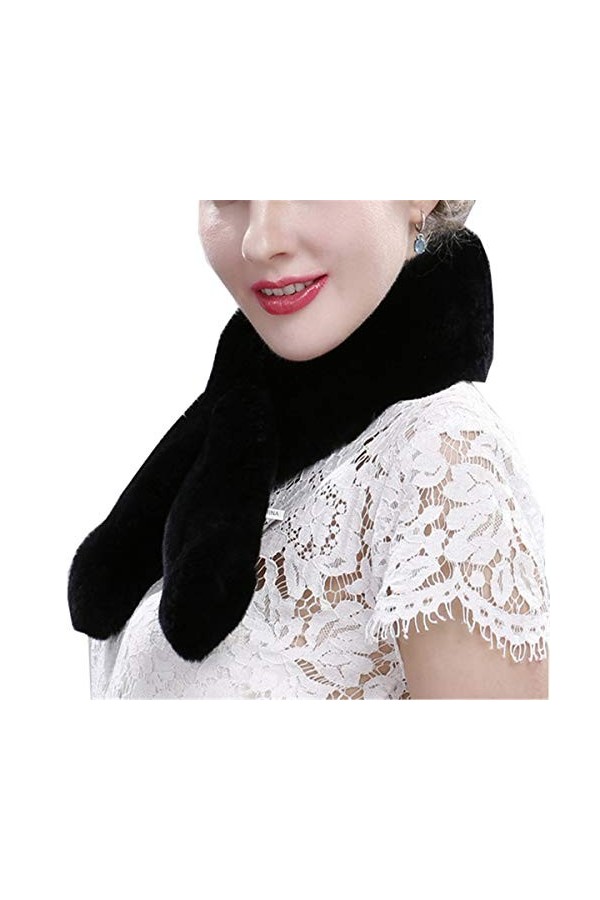 Femmes Wrap Col Dames Hiver Cou Écharpe Bavoir Moelleux Dames Épaissir Chaud Croix Écharpe Doux Chaud Color : Black, Size : 