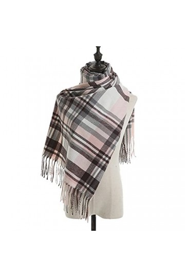 Kigauru Écharpe Écharpe à Carreaux for Femmes dhiver avec châle à Franges, écharpe enveloppante for Femmes for Garder au Cha