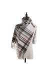 Kigauru Écharpe Écharpe à Carreaux for Femmes dhiver avec châle à Franges, écharpe enveloppante for Femmes for Garder au Cha