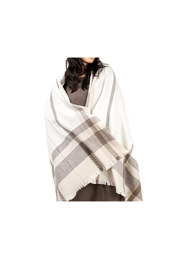 AGOUNOD Écharpes de Couverture for Femmes Vérifier Laine Douce Tartan Mode Long Châle Plaid Hiver Écharpes Chaudes Wraps Écha