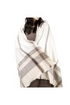 AGOUNOD Écharpes de Couverture for Femmes Vérifier Laine Douce Tartan Mode Long Châle Plaid Hiver Écharpes Chaudes Wraps Écha