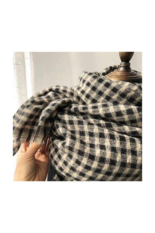 KIZQYN Echarpe Châle Écharpe en Cachemire de Luxe Haut de Gamme Classique Tricot à Carreaux Moelleux Long châle Automne et Hi