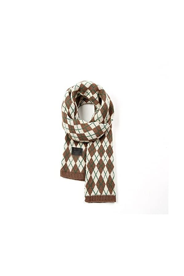 GRETD Small Lattice en forme de diamant Coréen tricoté foulard femme automne et hiver épaississement écharpe hivernale chaude