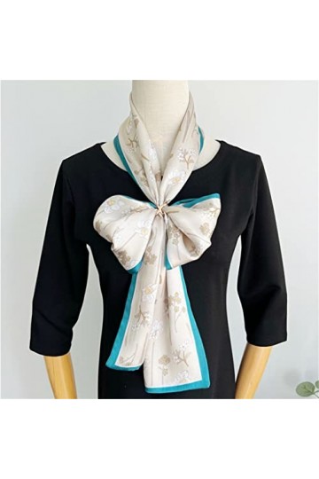 TJLSS Écharpe en Soie Florale Printemps et été Longue écharpe en Soie Double Face Double Couche écharpe Streamer