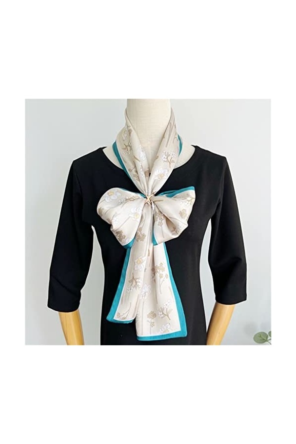 TJLSS Écharpe en Soie Florale Printemps et été Longue écharpe en Soie Double Face Double Couche écharpe Streamer