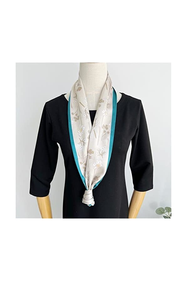 TJLSS Écharpe en Soie Florale Printemps et été Longue écharpe en Soie Double Face Double Couche écharpe Streamer