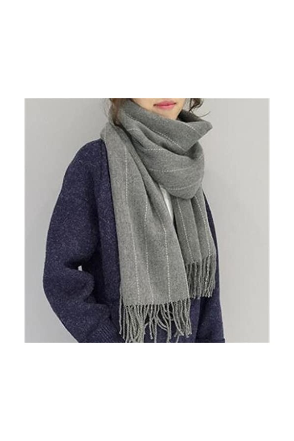 GRETD Écharpe à Rayures Dames en Automne et Hiver Long épais châle à Double Usure écharpe Chaude Foulard Doux Color : A, Siz