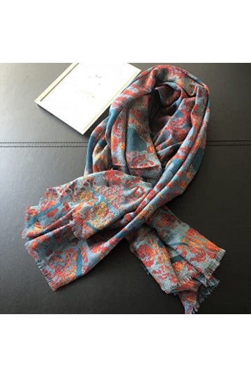 LIUOZ Écharpe en Cachemire Doux Dames Élégante Grande Écharpe Chaude dhiver Châle Enveloppé Cadeau Impression dart Color :