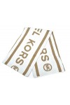 Michael Kors Silencieux écharpe réversible avec logo, taille unique, Blanc/Camel, taille unique