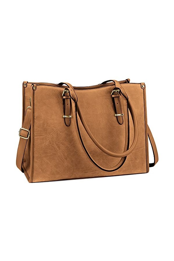 NUBILY Sac Cabas Femmes Sac a Main PU Cuir Sac de Cours Grand Sac Ordinateur Portable 15.6 Pouces pour Les Cours Sac Epaule S