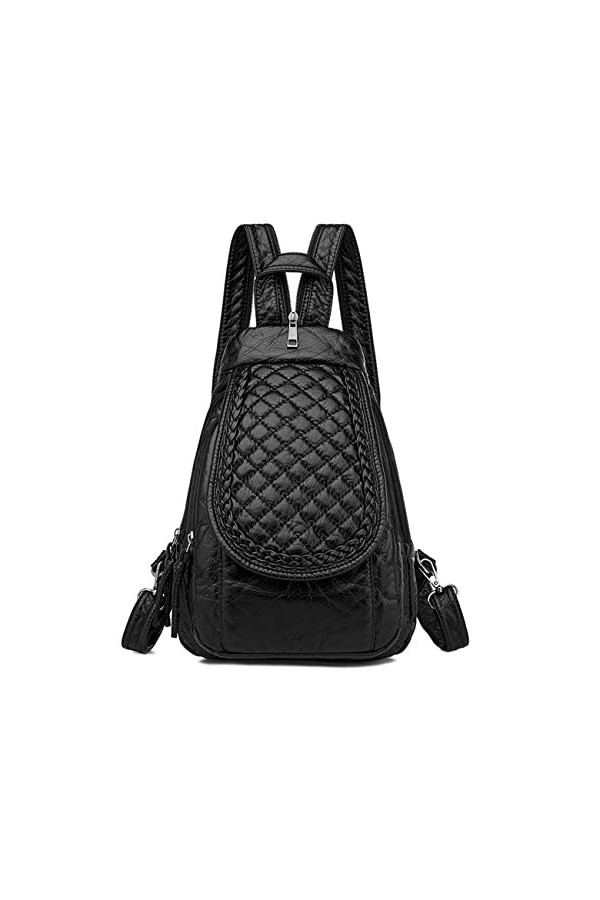 HUAZHIMAO Petit Sac à Dos pour Femme, PU Cuir Lavé Doux Sacs à Portés Dos Imperméable Mini Sac a Dos Feminin pour Boutique,Vo