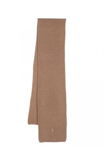 Ralph Lauren Polo Écharpe avec motif Polo poney mélangé laine/nylon recyclé, marron, Taille Unique