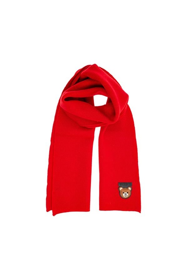 MOSCHINO femme Teddy bear écharpe en laine rosso