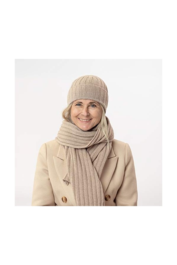 Lierys Echarpe en Cachemire Rovial Femme/Homme - Made in Italy écharpe pour lhiver laine automne-hiver - taille unique beige