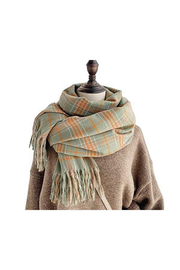 PUROXX Écharpe Mode Treillis Écharpe Femmes Hiver Imitation Écharpe Chaude Femme Hiver Voyage en Plein Air Double Face Châle-