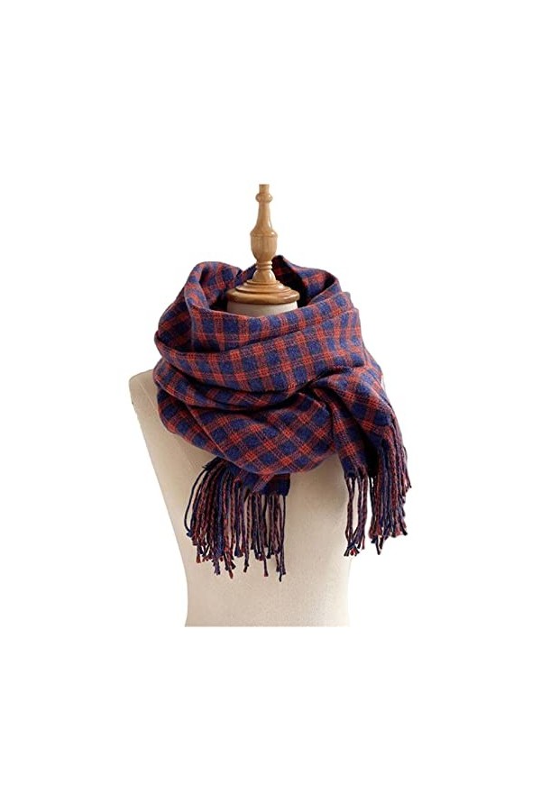 PUROXX Écharpe Mode Treillis Écharpe Femmes Hiver Imitation Écharpe Chaude Femme Hiver Voyage en Plein Air Double Face Châle-