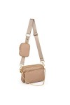 UTO Sac à Main porté épaule Femme 3 en 1 Polyvalent Pochette avec bandoulière en chaîne Amovible Nylon Rosé