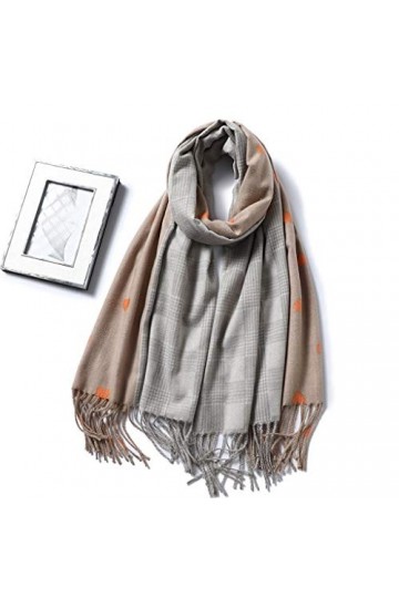 PUROXX Écharpes Femmes Plaid Solide Patchwork Cachemire Écharpe Gland Motif Damour Cadeau pour Dame Couleur : D CA 