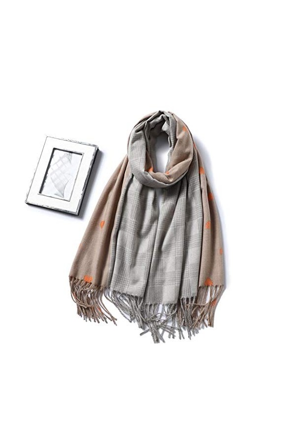 PUROXX Écharpes Femmes Plaid Solide Patchwork Cachemire Écharpe Gland Motif Damour Cadeau pour Dame Couleur : D CA 