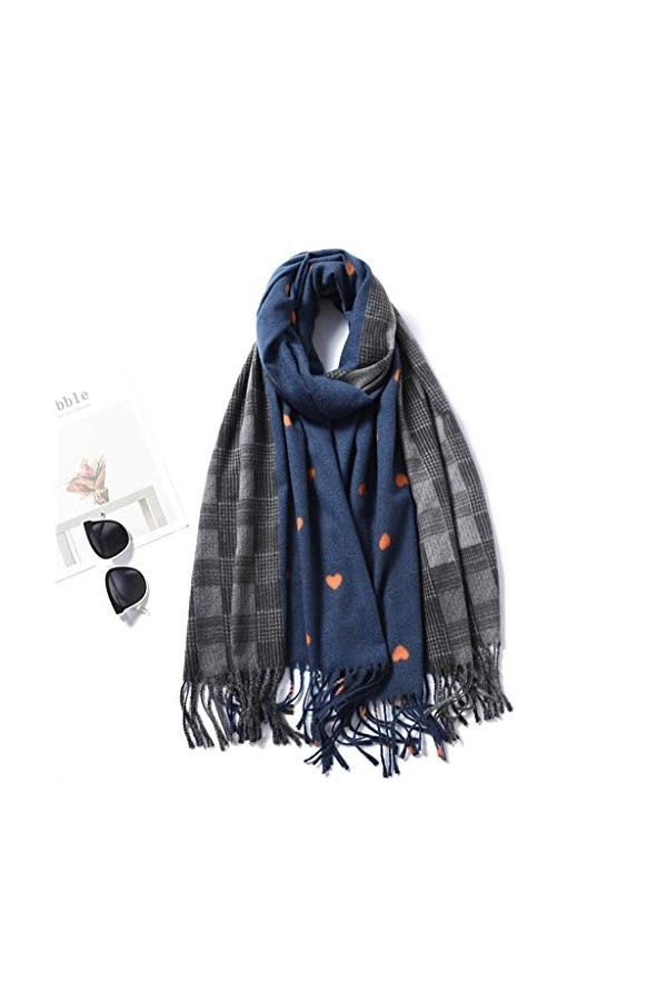 PUROXX Écharpes Femmes Plaid Solide Patchwork Cachemire Écharpe Gland Motif Damour Cadeau pour Dame Couleur : D CA 