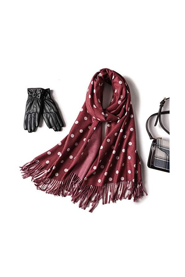 PUROXX Écharpe dhiver pour femme pour châles et enveloppes en cachemire, écharpe à pois, cou chaud, étoles féminines couleu