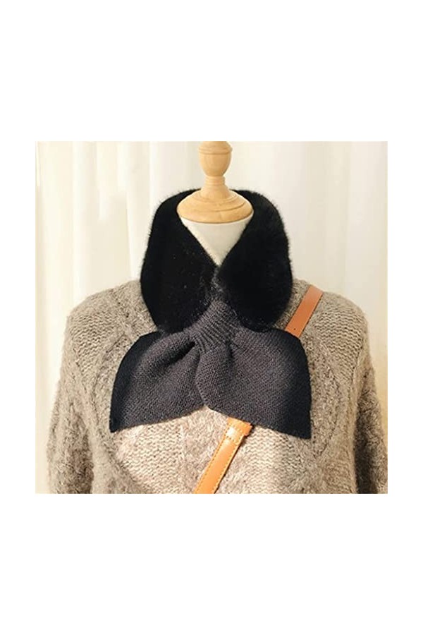 Samnuerly Écharpe Chaude, écharpe Chaude en Laine tricotée avec nœud Papillon pour Femmes Écharpe Chaude dhiver Épaissir Cou