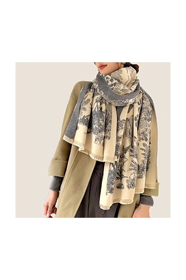 Samnuerly Écharpe Chaude, écharpe à imprimé Floral pour Femme Plus Chaud Hiver Pashmina écharpes châles Femme Couverture épai