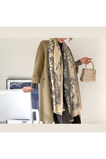 Samnuerly Écharpe Chaude, écharpe à imprimé Floral pour Femme Plus Chaud Hiver Pashmina écharpes châles Femme Couverture épai