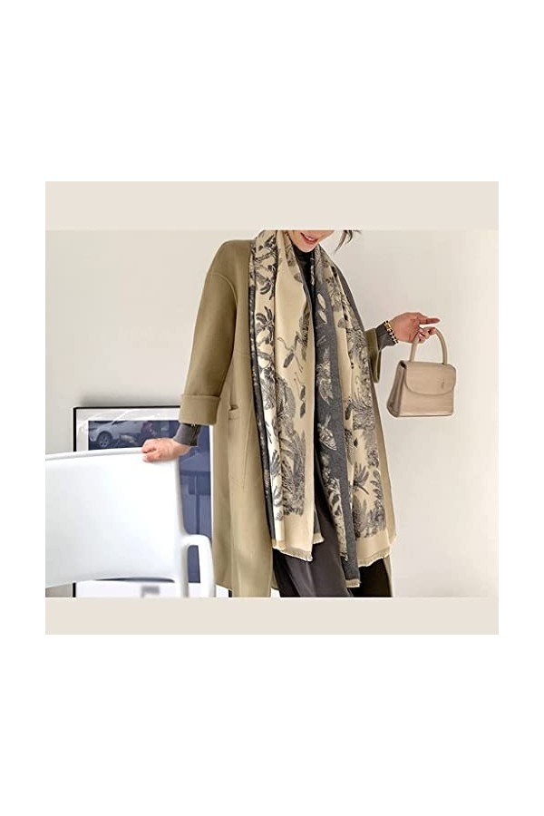 Samnuerly Écharpe Chaude, écharpe à imprimé Floral pour Femme Plus Chaud Hiver Pashmina écharpes châles Femme Couverture épai