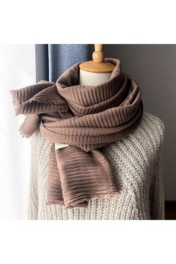 TWDYC Femmes Hiver Coton écharpe Longue écharpe avec plissé Chaud Hiver Mode écharpe Cadeau pour Dames écharpe Color : C 