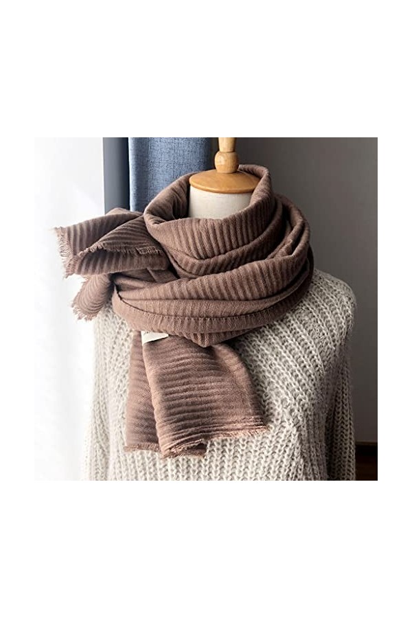 TWDYC Femmes Hiver Coton écharpe Longue écharpe avec plissé Chaud Hiver Mode écharpe Cadeau pour Dames écharpe Color : C 