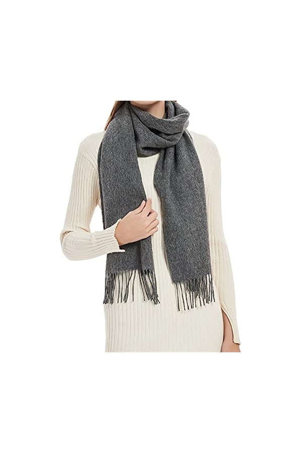 Écharpe en Cachemire à la Mode pour Femmes et Hommes, écharpe à Pampilles en Cachemire de Laine de Couleur Pure Automne et Fe