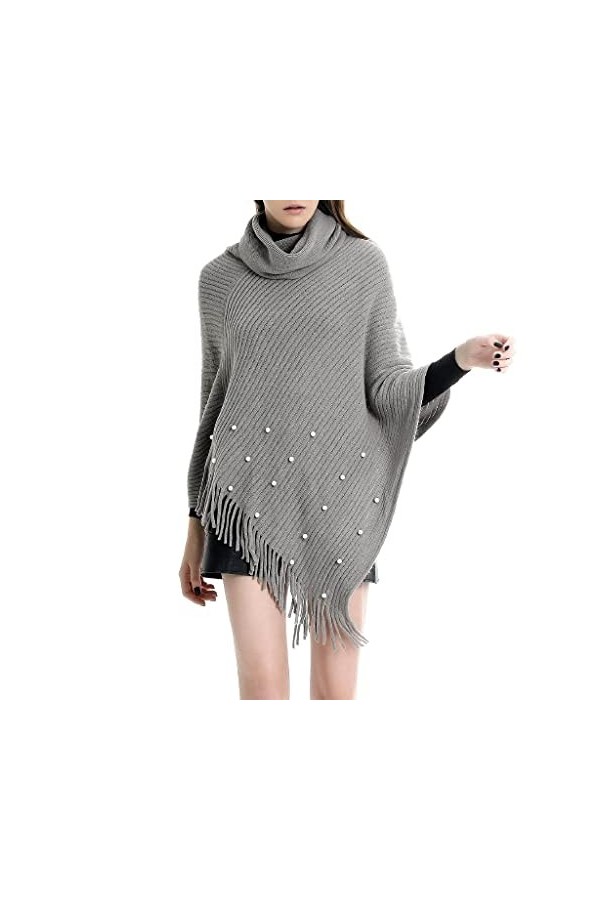 Écharpe Châle Femme Col Roulé à Glands Wrap Tricot Écharpe Châle Hiver Écharpe Chaude All-Match Couleur : Gris， Taille : 958