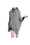 Écharpe Châle Femme Col Roulé à Glands Wrap Tricot Écharpe Châle Hiver Écharpe Chaude All-Match Couleur : Gris， Taille : 958